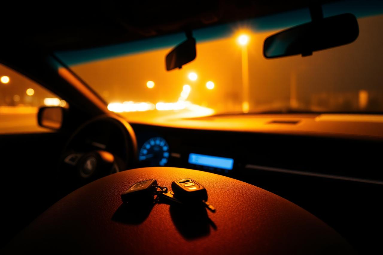 Cleaned car interior dashboard with keys on the seat
